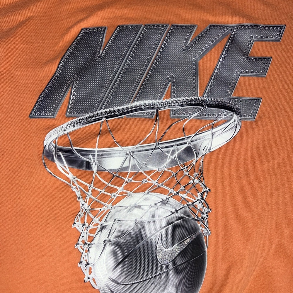 Nike Dri-FIT Basketball T-Shirt Men's Large Orange Hoop Graphic Athletic Tee - Picture 2 of 5